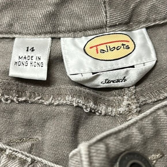 Talbots Gray Jeans Pants VINTAGE Stretch Cotton Unique Back Pockets Design 14 - Picture 4 of 6